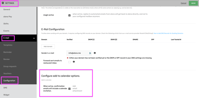 screenshot of aleno backend