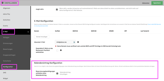 screenshot of aleno backend