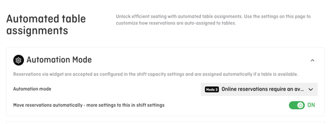automation mode settings