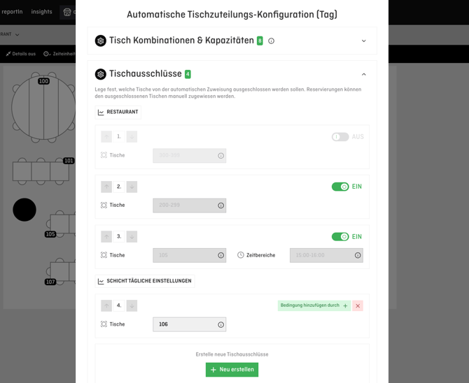 table exclusions configuration on day level