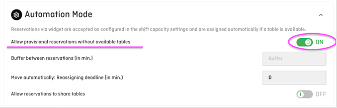 allow provisional reservations without available tables
