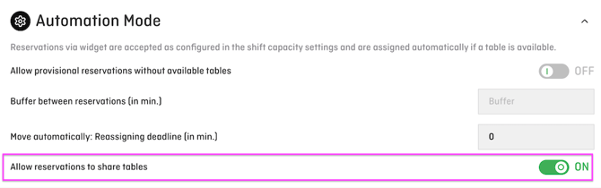 automation mode settings - allow reservations to share tables