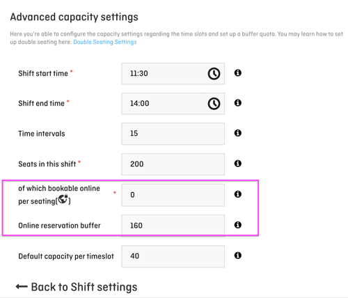 advanced capacity settings
