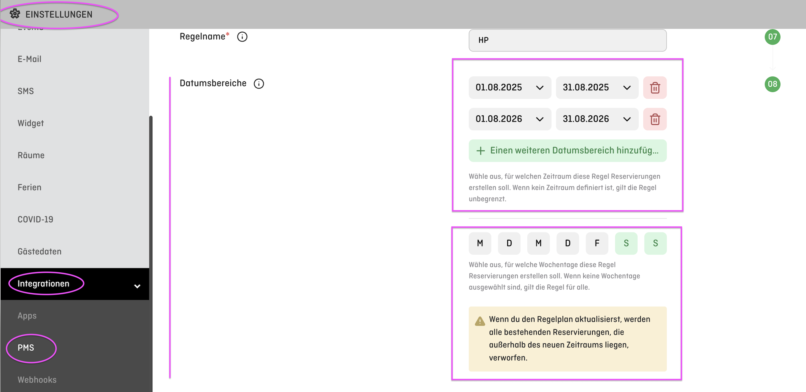 screenshot of aleno backend