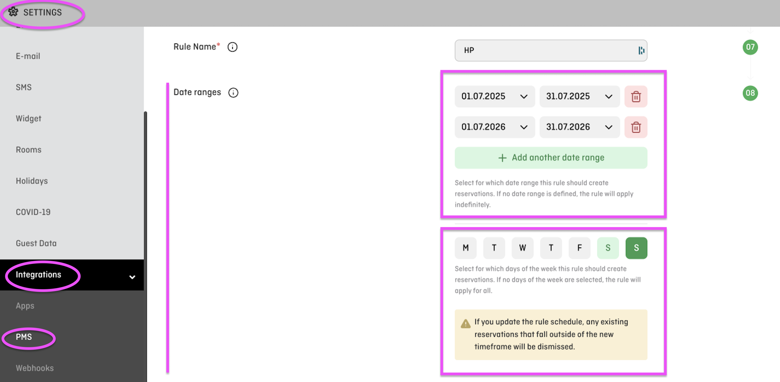 screenshot of aleno backend