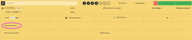 screenshot of aleno backend showing how staff can redeem a voucher on a reservation