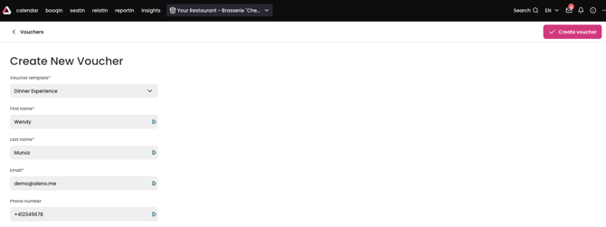 screenshot of aleno backend showing how to create a voucher manually