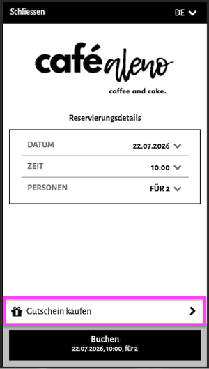 screenshot of aleno widget showing the option to buy a voucher