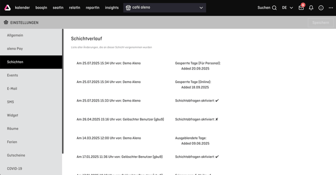 screenshot of aleno backend