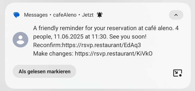 screenshot of text message