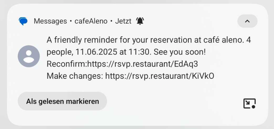 screenshot of text message