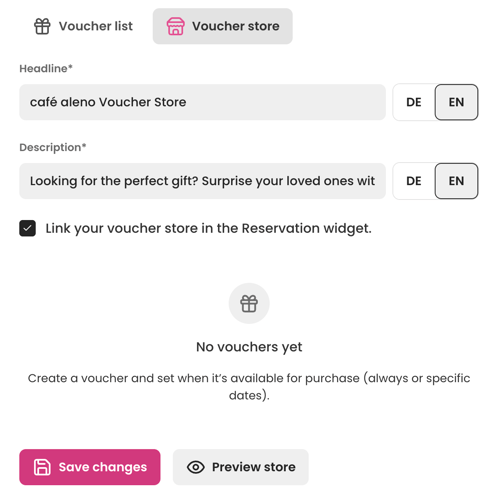 screenshot of aleno backend showing the voucher creation