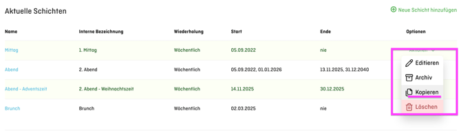 screenshot of aleno backend - shift overview