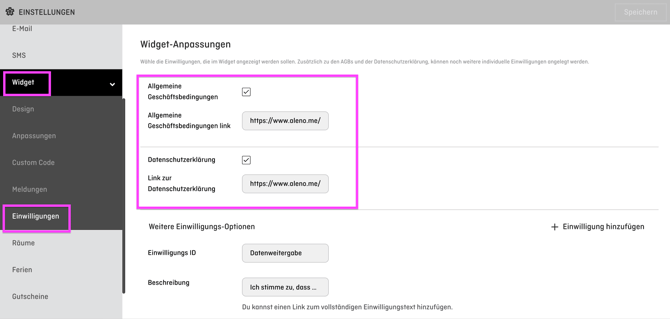 screenshot of aleno backend