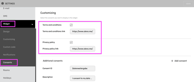 screenshot of aleno backend