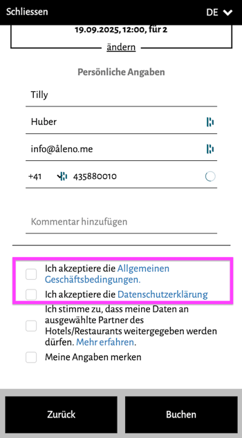 screenshot of aleno widget