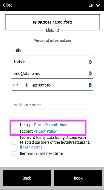 screenshot of aleno widget