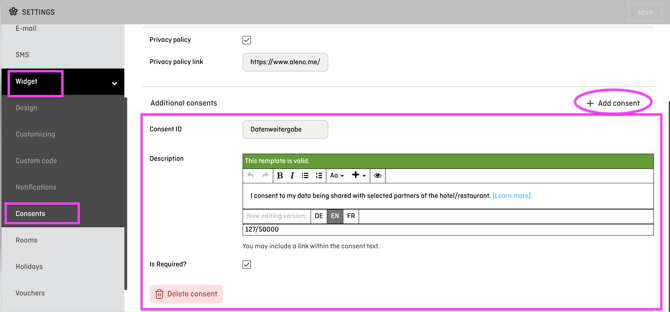 screenshot of aleno backend